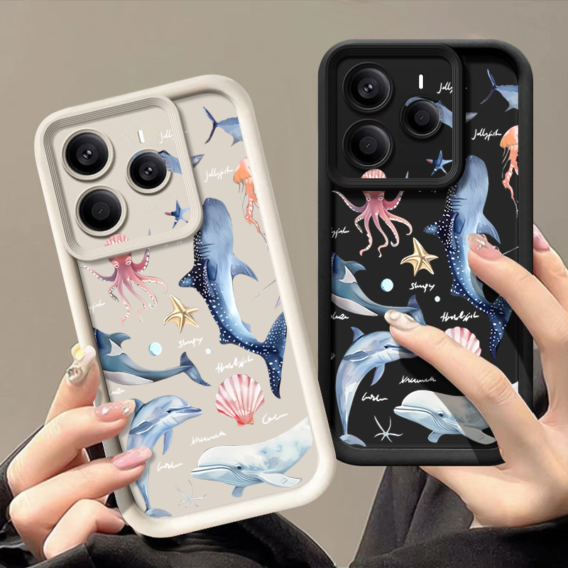 Xiaomi Redmi Note 14 - Miękkie etui z uroczym wzorem delfina