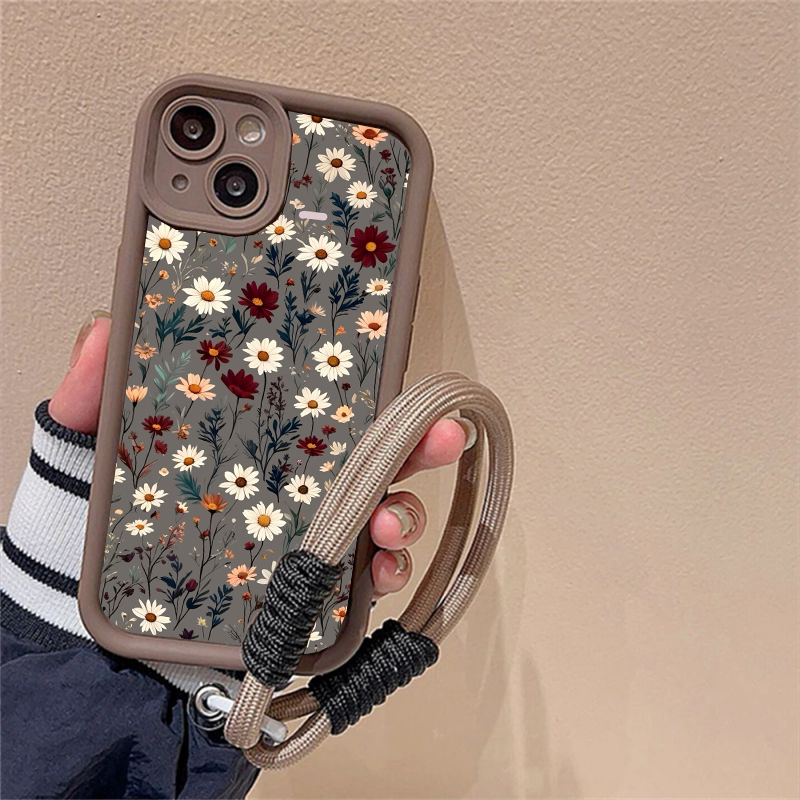 Vivo Y28 - Etui z łańcuszkiem z kwiatami do